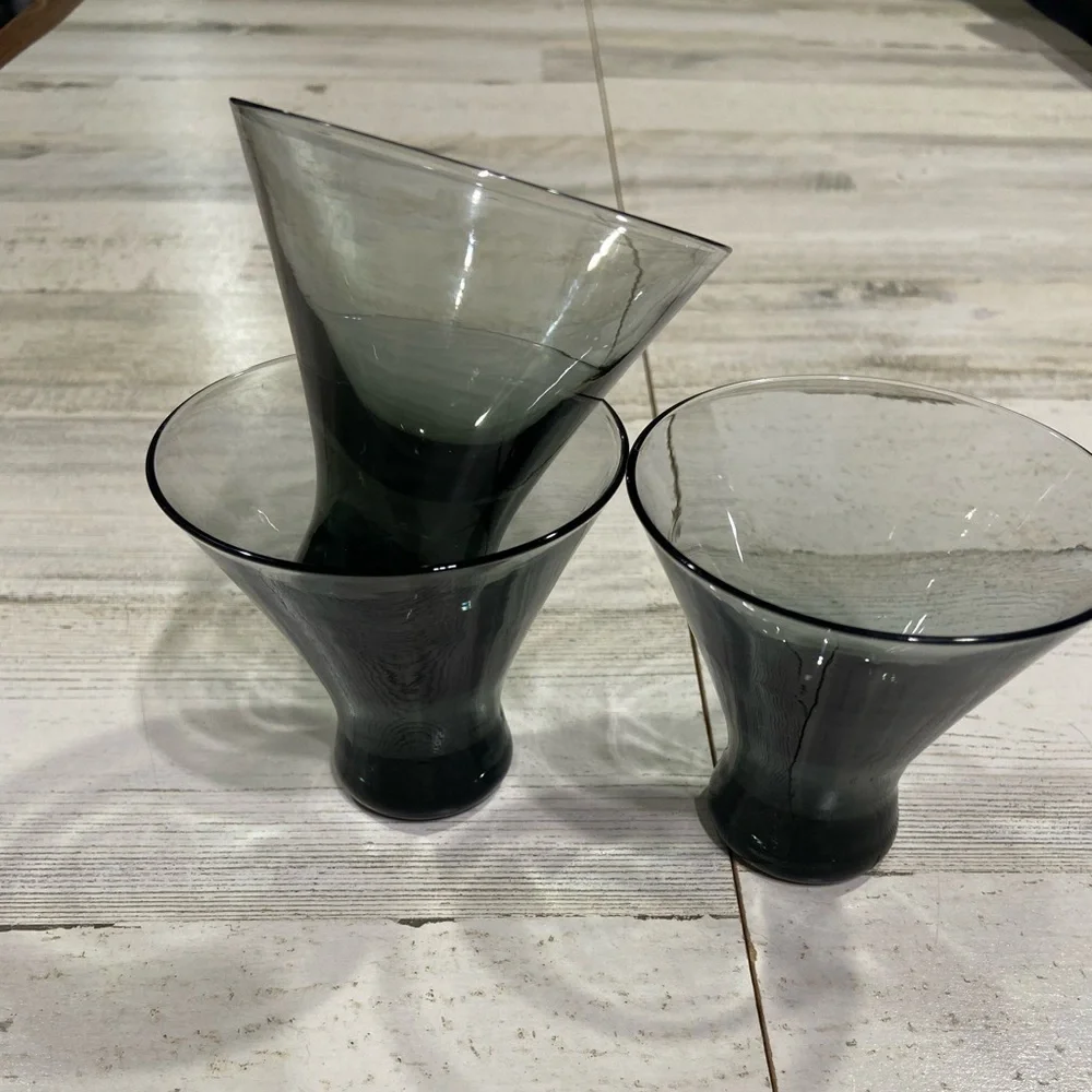 Morgantown Smoke Glass Martini Cocktail 3 Glasses